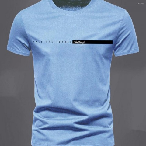 Men's Lightweight Summer T-Shirts, Oversized Cotton Sports Top with Simple Letter Pattern