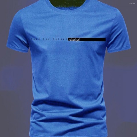 Men's Lightweight Summer T-Shirts, Oversized Cotton Sports Top with Simple Letter Pattern