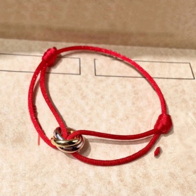 Adita Women's 18K Gold Plated Bangle Bracelet with Red Rope, Designer Jewelry for Anniversary Gifts