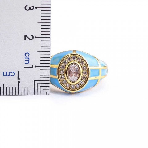 Nidin Adjustable Solitaire Ring with Zircon and Onyx, 7 Color Options, Retro Style, Unisex