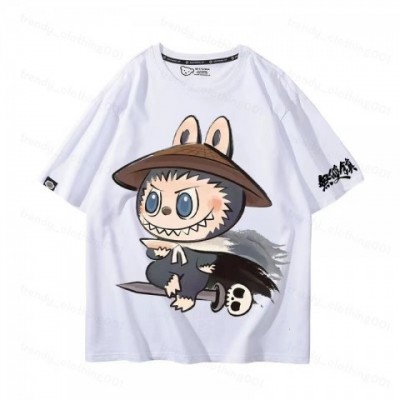 Designer Popmart Labubu Cartoon Print T-Shirts for Men - Breathable 100% Cotton