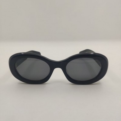 Acetate Vintage Designer Sunglasses for Women - Black Oval Frame