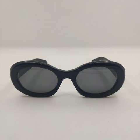 Acetate Vintage Designer Sunglasses for Women - Black Oval Frame