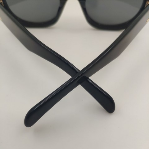 Acetate Vintage Designer Sunglasses for Women - Black Oval Frame