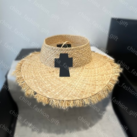 Designer Women's Wide Brim Bucket Hat with Black Cross Pattern