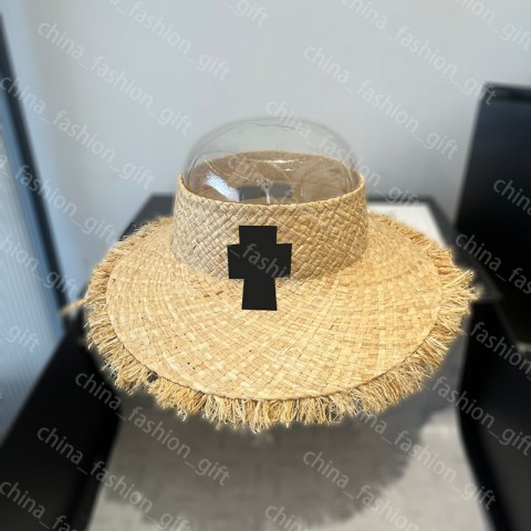 Designer Women's Wide Brim Bucket Hat with Black Cross Pattern
