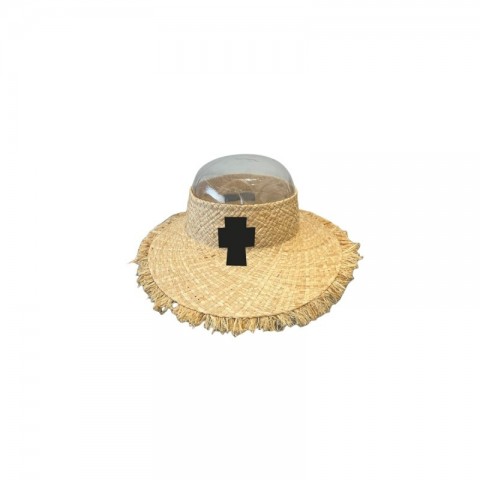 Designer Women's Wide Brim Bucket Hat with Black Cross Pattern
