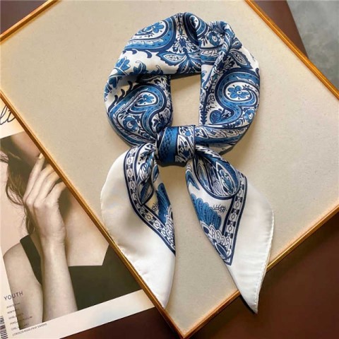 Luxury Flower Print Satin Scarf for Women - Multi-Use Foulard Hijab J230428