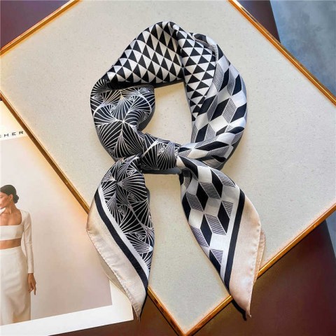 Luxury Flower Print Satin Scarf for Women - Multi-Use Foulard Hijab J230428