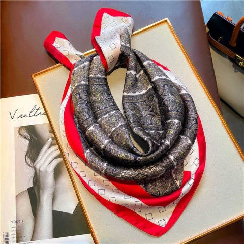 Luxury Flower Print Satin Scarf for Women - Multi-Use Foulard Hijab J230428