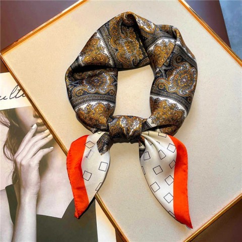 Luxury Flower Print Satin Scarf for Women - Multi-Use Foulard Hijab J230428