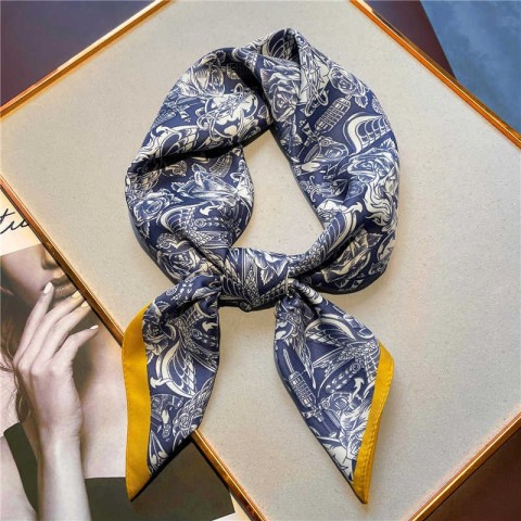 Luxury Flower Print Satin Scarf for Women - Multi-Use Foulard Hijab J230428