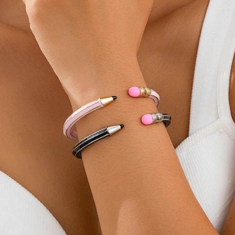 Fashionable Light Luxury Korean Bangles for Women Men - Colorful Pencil Shaped Hand Jewelry