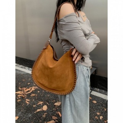 Luxury Vintage French Suede Shoulder Bag For Women