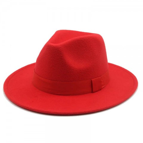 Women's Elegant Wide Brim Fedora Hat with Ribbon Band
