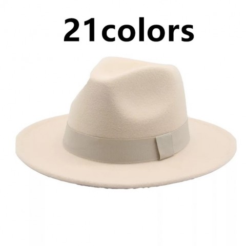 Women's Elegant Wide Brim Fedora Hat with Ribbon Band