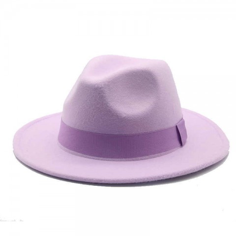 Women's Elegant Wide Brim Fedora Hat with Ribbon Band