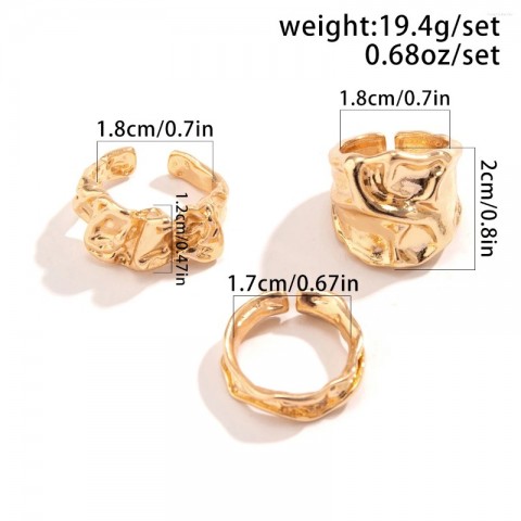 Elegant Wrinkled Metal Cluster Ring Set for Women 2025 Trendy Vintage Cocktail Jewelry Gift