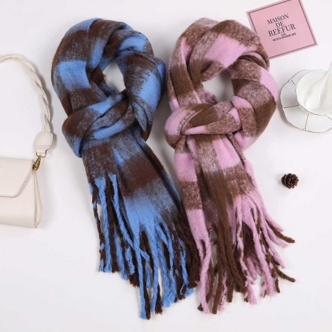 Yushuxin Women's Versatile Winter Warm Black and White Checkered Scarf W240927