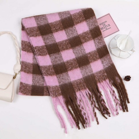 Yushuxin Women's Versatile Winter Warm Black and White Checkered Scarf W240927