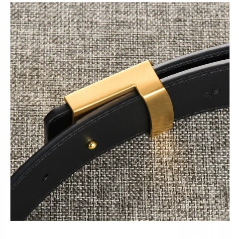 LVT Designer Luxury Belts for Unisex - Smooth Golden Buckle, 100-125CM