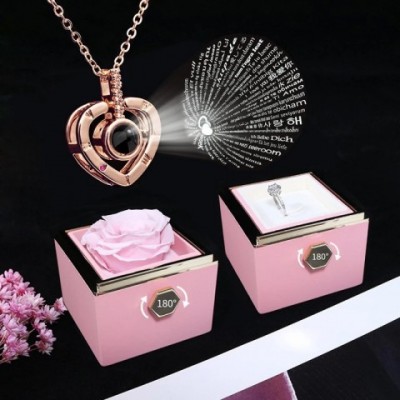 100 Languages "I Love You" Necklace with Rotating Rose Box - Romantic Gift for Women