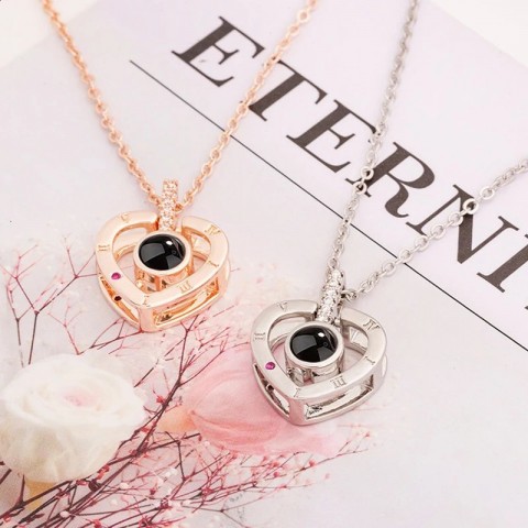 100 Languages "I Love You" Necklace with Rotating Rose Box - Romantic Gift for Women