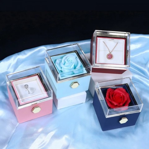 100 Languages "I Love You" Necklace with Rotating Rose Box - Romantic Gift for Women