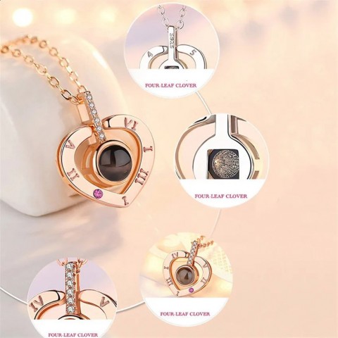 100 Languages "I Love You" Necklace with Rotating Rose Box - Romantic Gift for Women