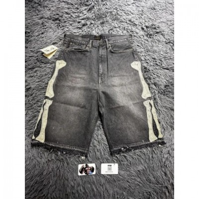 Men's Retro Skeleton Denim Shorts - Casual Preppy Style for Everyday Wear