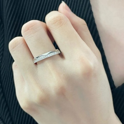 Pure Sterling Silver Rose Gold Lozenge Engagement Ring for Women