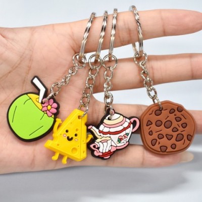 Keychain Gift for Adults - Summer Picnic Style PVC Key Ring