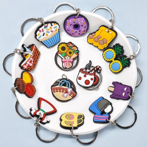 Keychain Gift for Adults - Summer Picnic Style PVC Key Ring